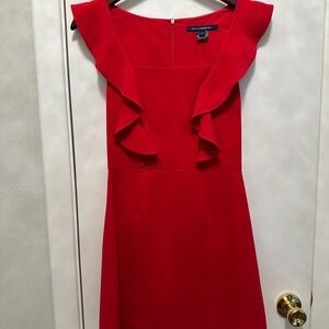 Elegant Red Ruffle French Connection Dress